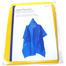 Adult Plastic Poncho with Hood - Choice of 4 Colours